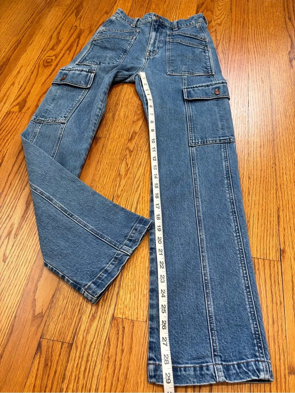 Madewell Preppy Grunge Utility High Rise 90s Straight Leg Cargo Jeans W23/ L29